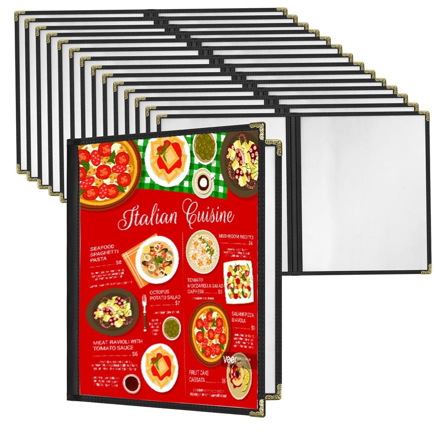 Restaurant Menu Covers Set 15 - Durable Transparent Holders