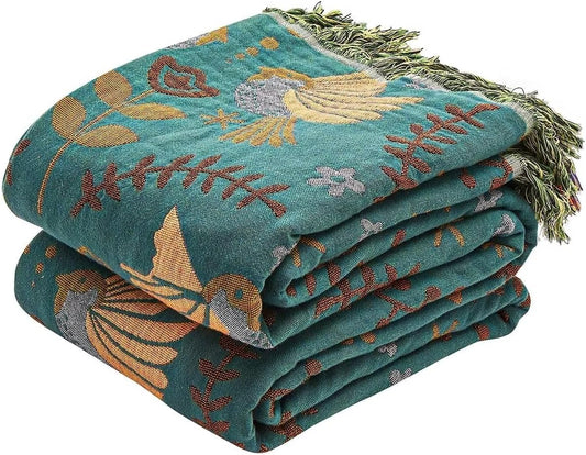Boho Throw Blanket - 100% Cotton Ultra Soft Luxury Quilt