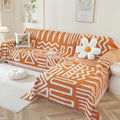 Boho Sectional Couch Covers 2 Pieces Orange - Chenille L-Shaped