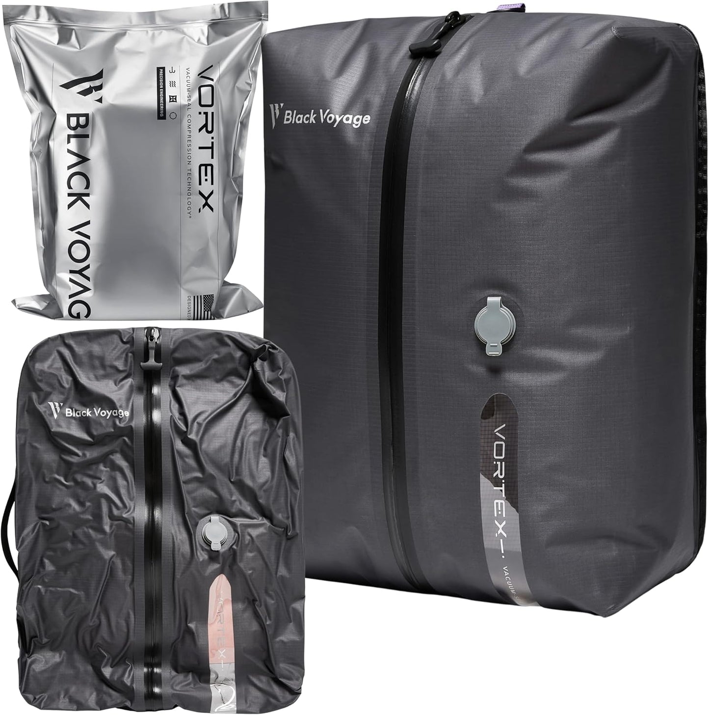 Black Voyage Reusable Vacuum Compression Travel Bag for Packing