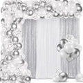 White Silver Party Decoration Kit 137 Pcs Balloon Arch & Backdrops