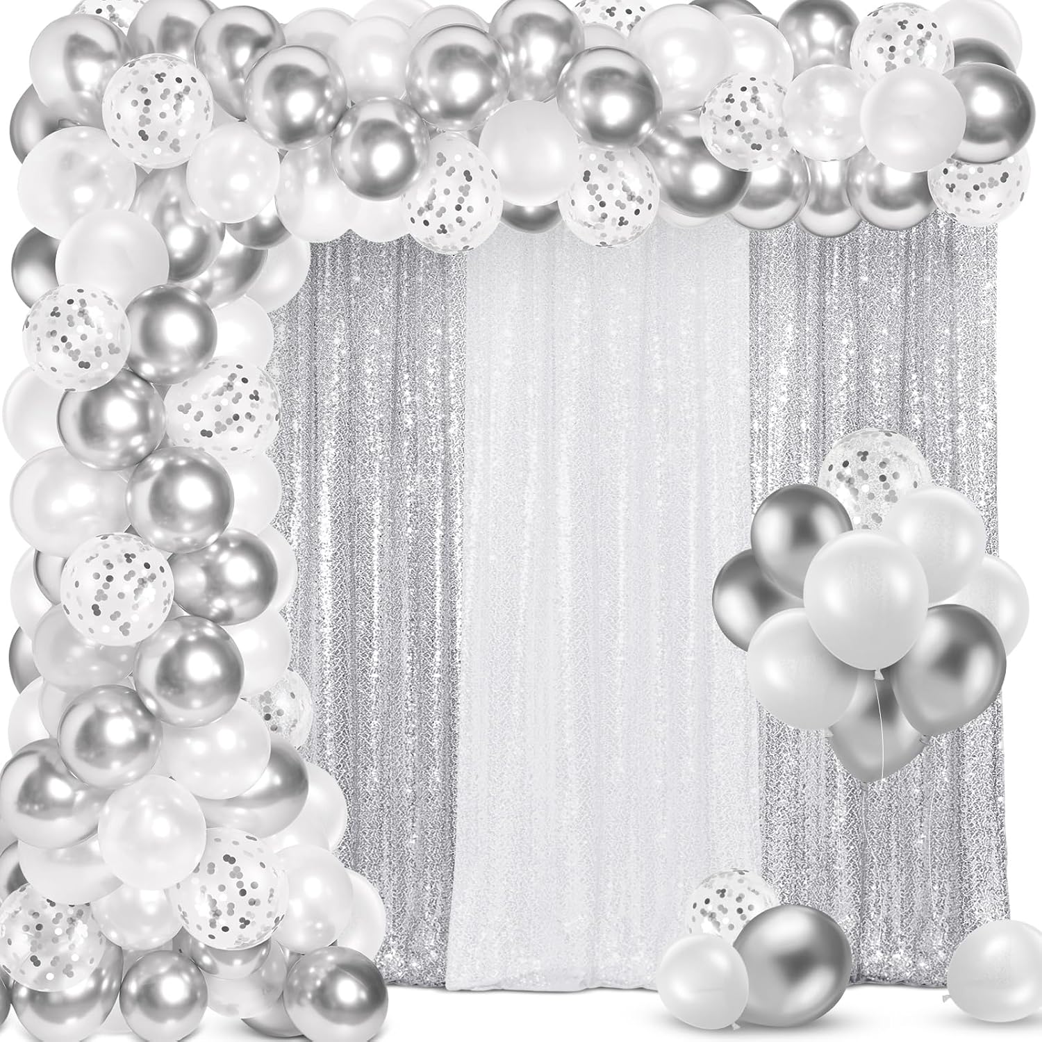 137 Pcs White Silver Party Decoration Kits for Any Occasion