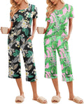 Women's Pajamas Set 2 Pack Short Sleeve Capri - Soft PJs