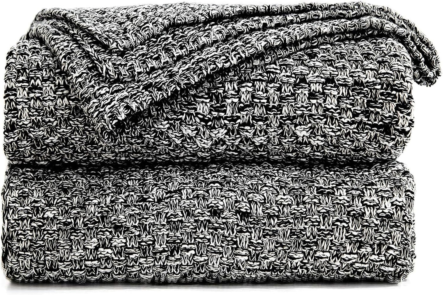 Black Knitted Throw Blanket for Couch - Cozy Cotton Comfort