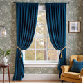 Dark Blue Velvet Blackout Curtains 84 in - Thermal Insulated Panels