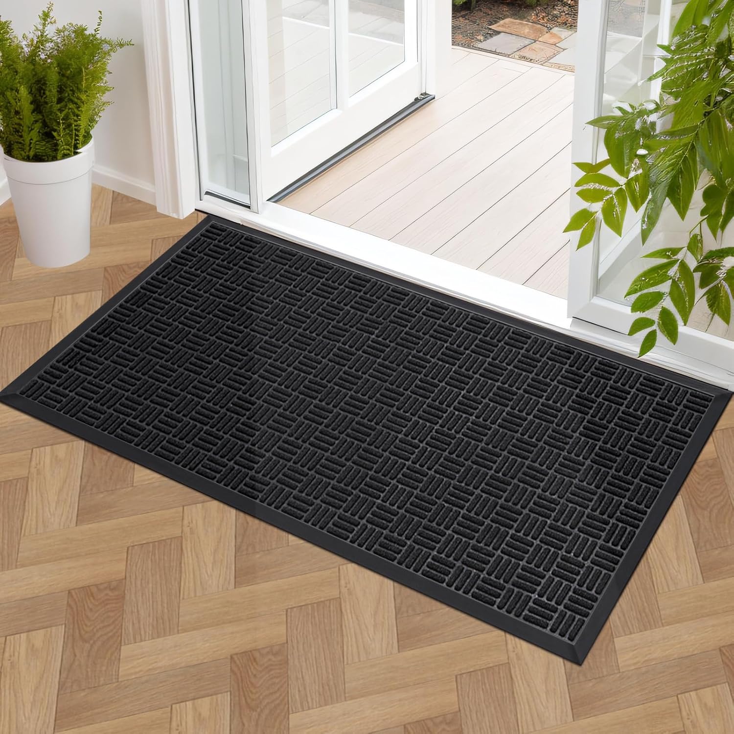 Mibao Heavy Duty Welcome Mat for Outdoor Indoor Use, 47in x 24in