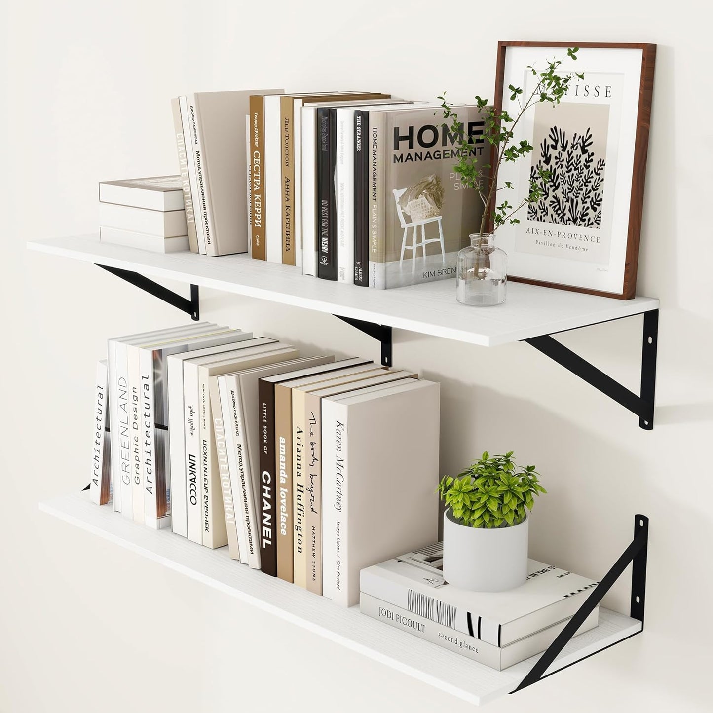 Heimlove White Deep Floating Shelves for Wall - Stylish Storage