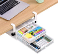 2-Tier Clamp-On Mesh Organizer Under Desk Storage - Slide-Out Tray