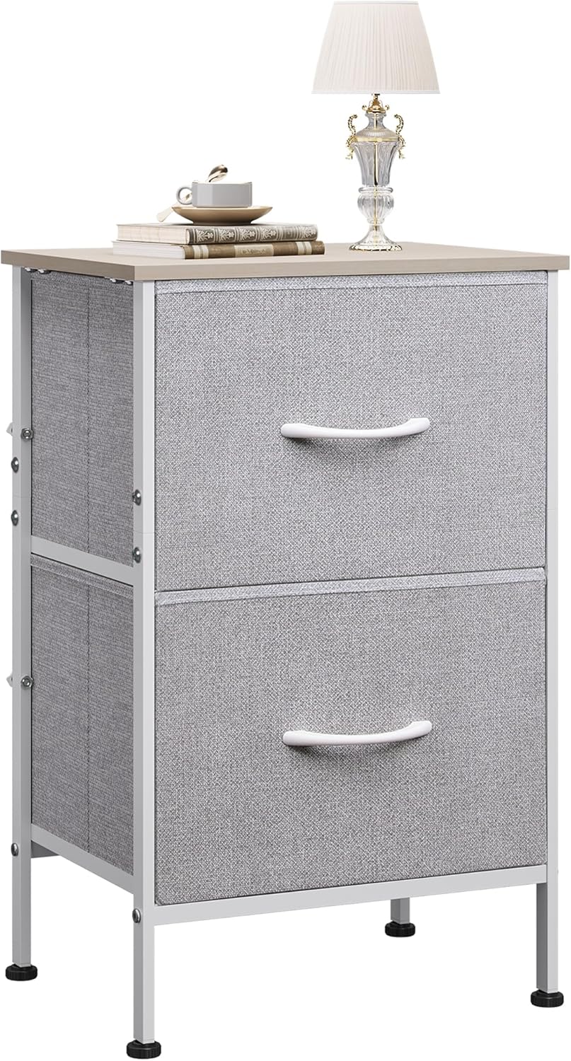 WLIVE Nightstand with 2 Drawers for Bedroom and Dorm Use