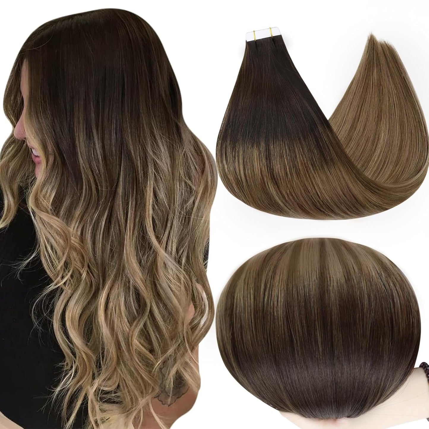 Full Shine Ombre Tape in Hair Extensions for Natural Volume