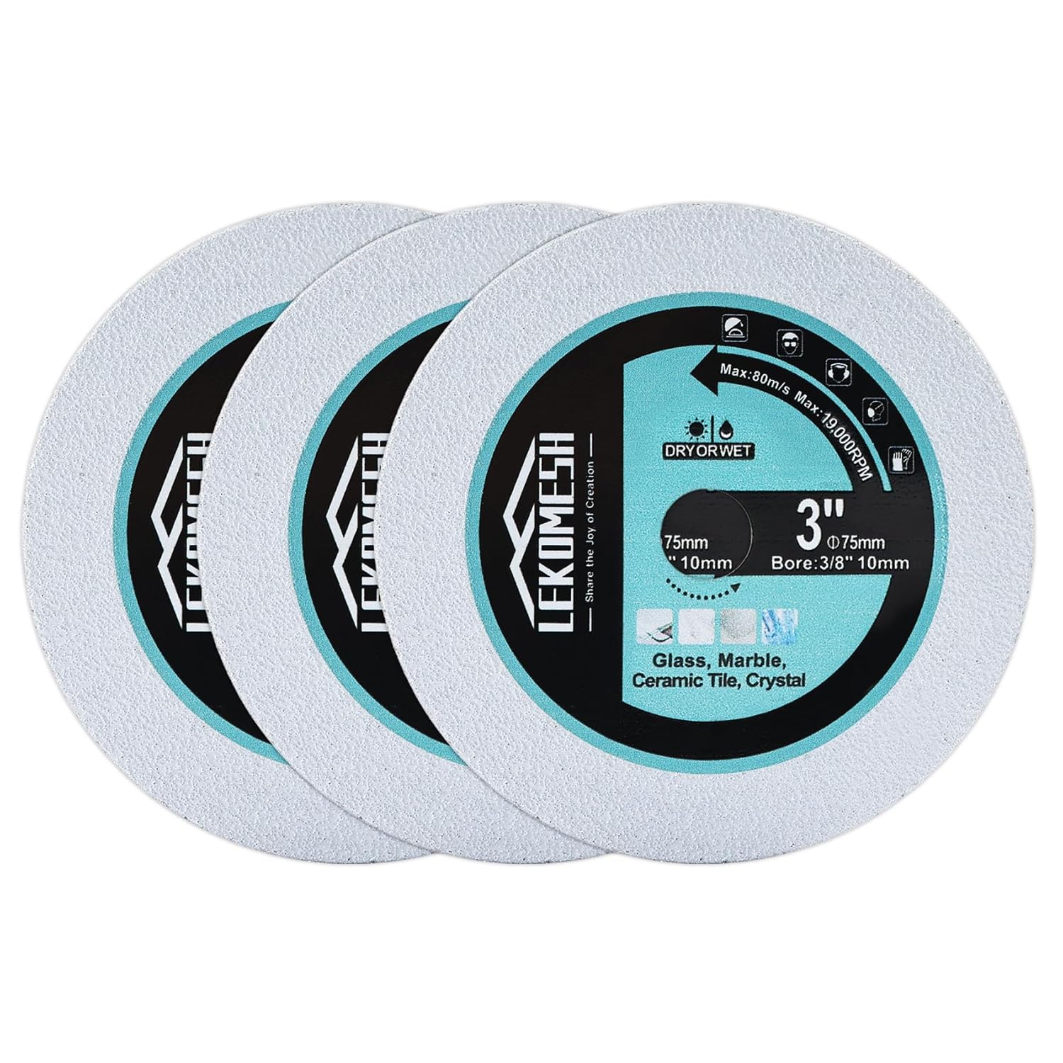 LEKOMESH Diamond Glass Cutting Disc Set - Precision Cutting for Glass, Ceramic, and Marble