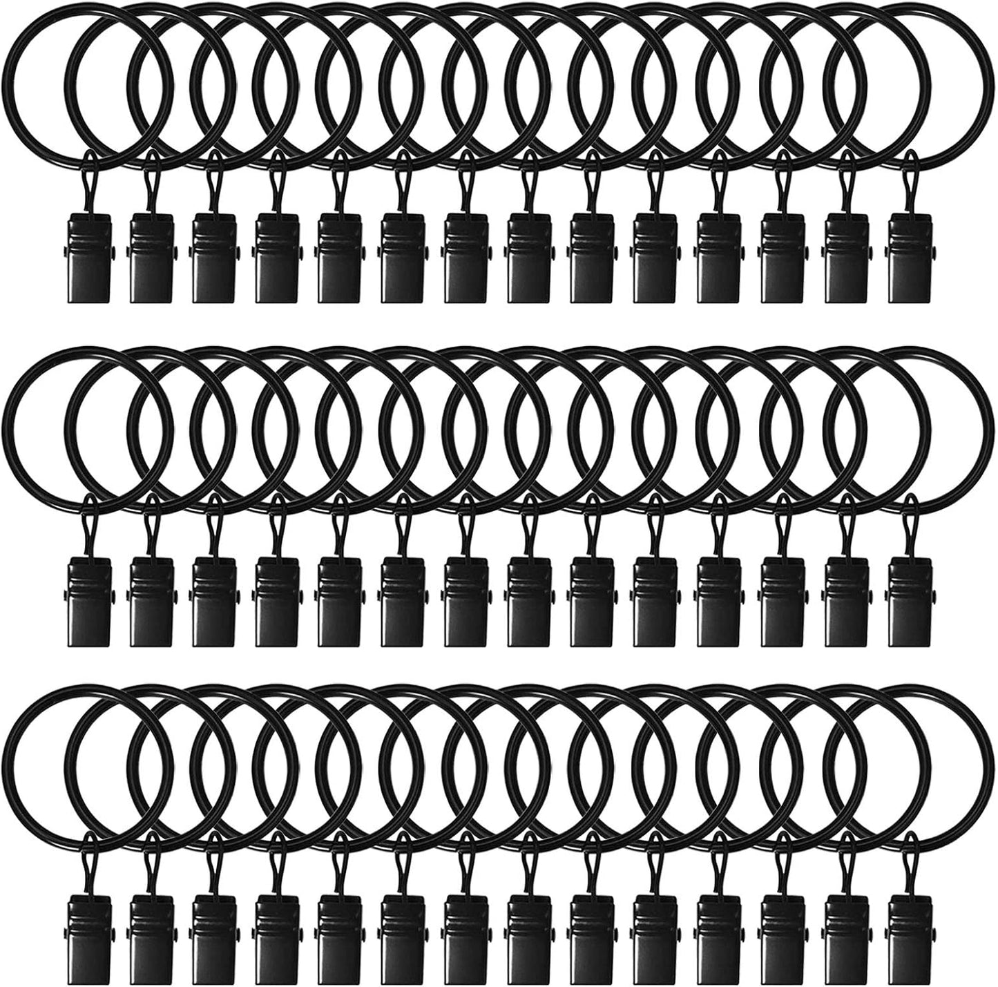 LULARINE Vintage Black Curtain Rings - Strong & Rustproof Clips! 