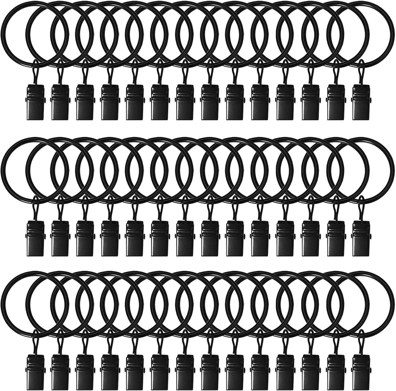 LULARINE Vintage Black Curtain Rings - Strong & Rustproof Clips! 