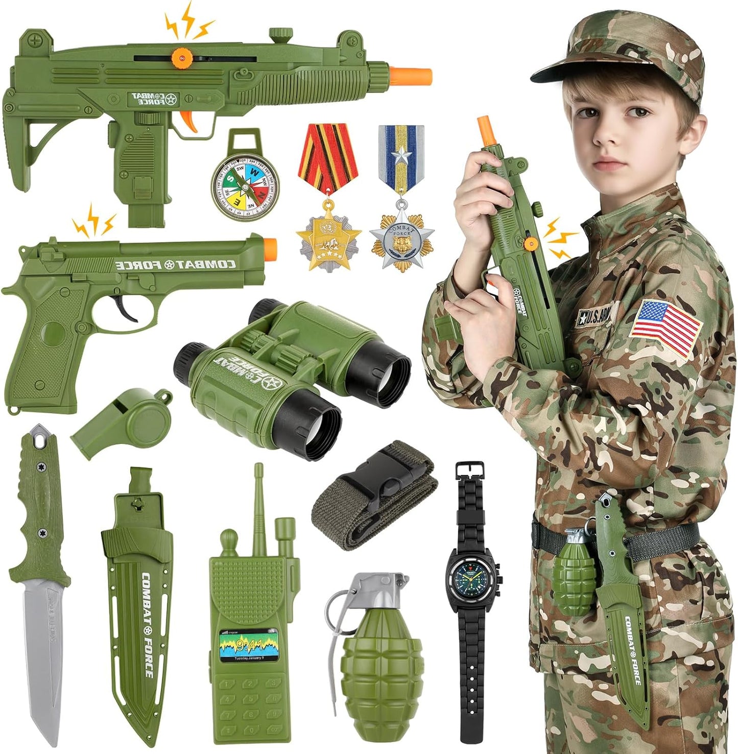 GIFTINBOX Army Costume for Kids - Military Soldier Outfit Set