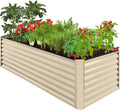 8x4x2ft Metal Raised Garden Bed Beige - 478 Gallon Capacity