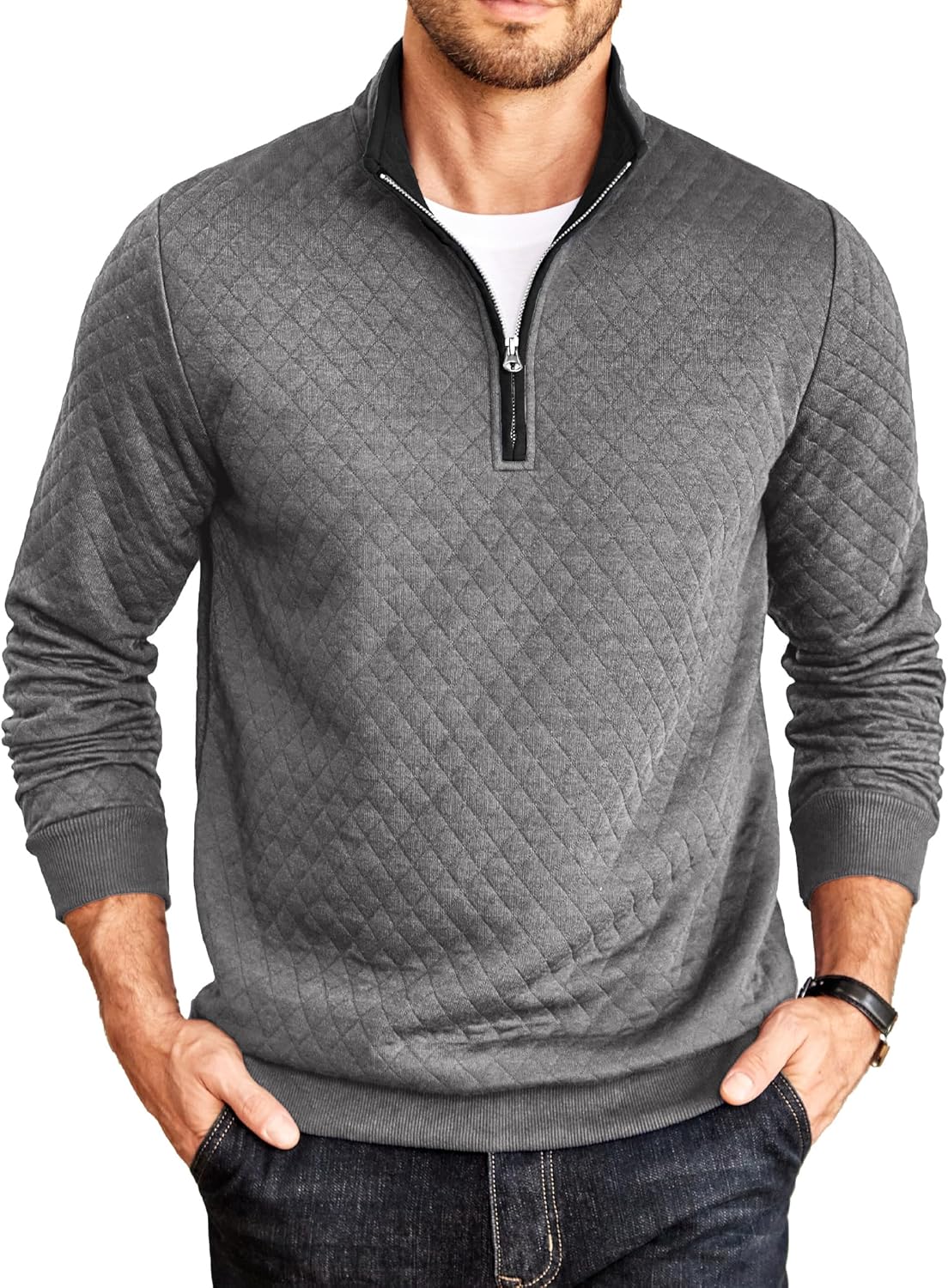 COOFANDY Mens Quarter Zip Pullover for Stylish Comfort