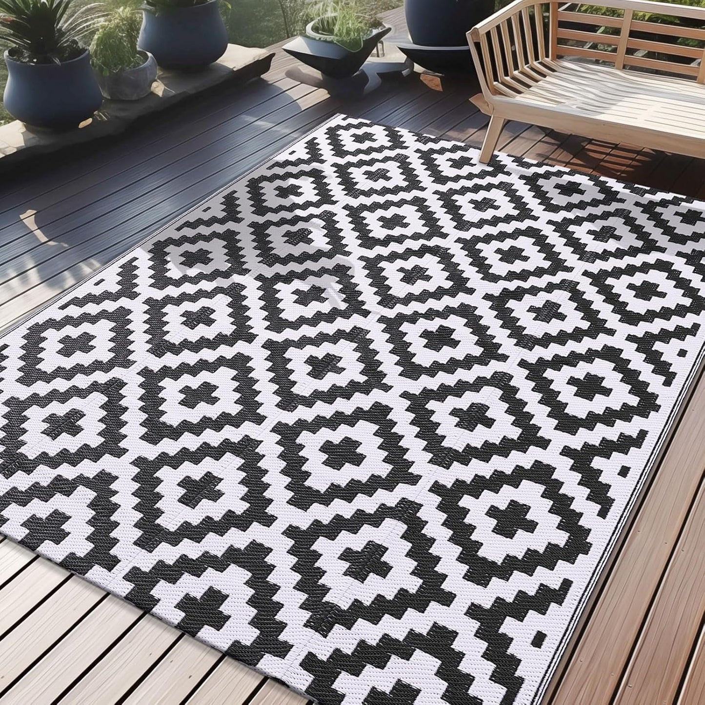 OLANLY Waterproof Outdoor Rug 5x8 ft - Stylish & Durable