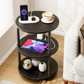 Small Round End Table 3-Tier Accent Table - Compact Charging Stand