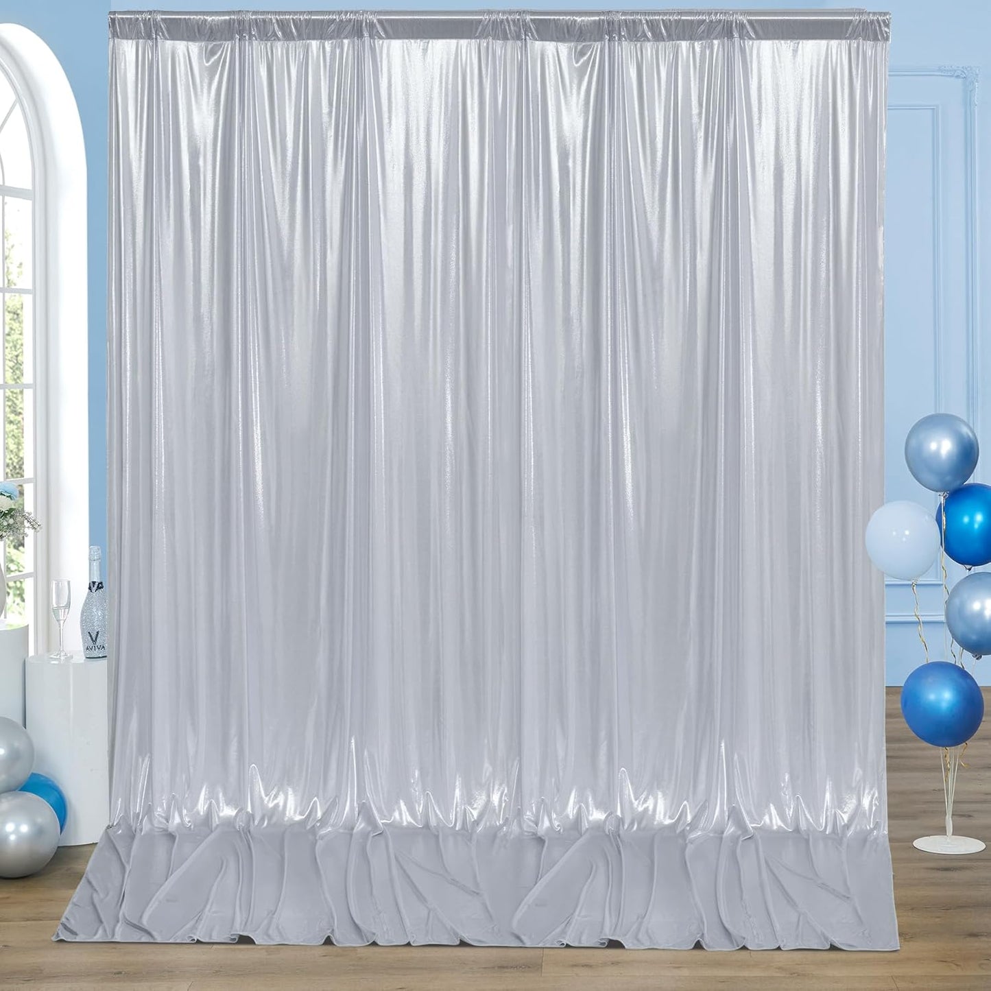 Premium Silver Shimmer Backdrop - 10x10ft - Perfect for Parties & Weddings!