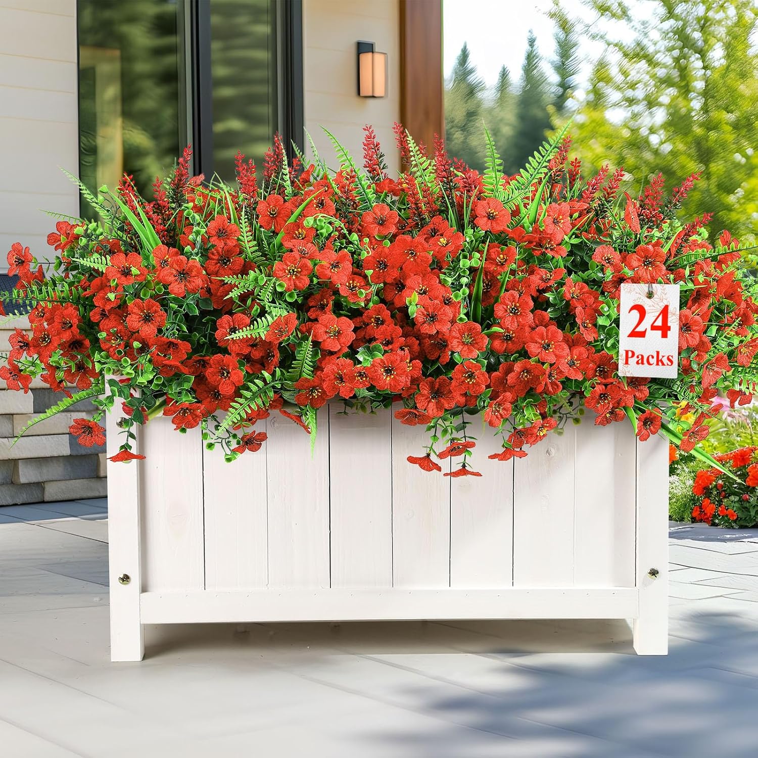 24 Bundles Artificial Flowers for Outdoor Spring Summer Decor
