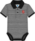Creative Knitwear College Baby Striped Polo Bodysuit - Team Logo 3
