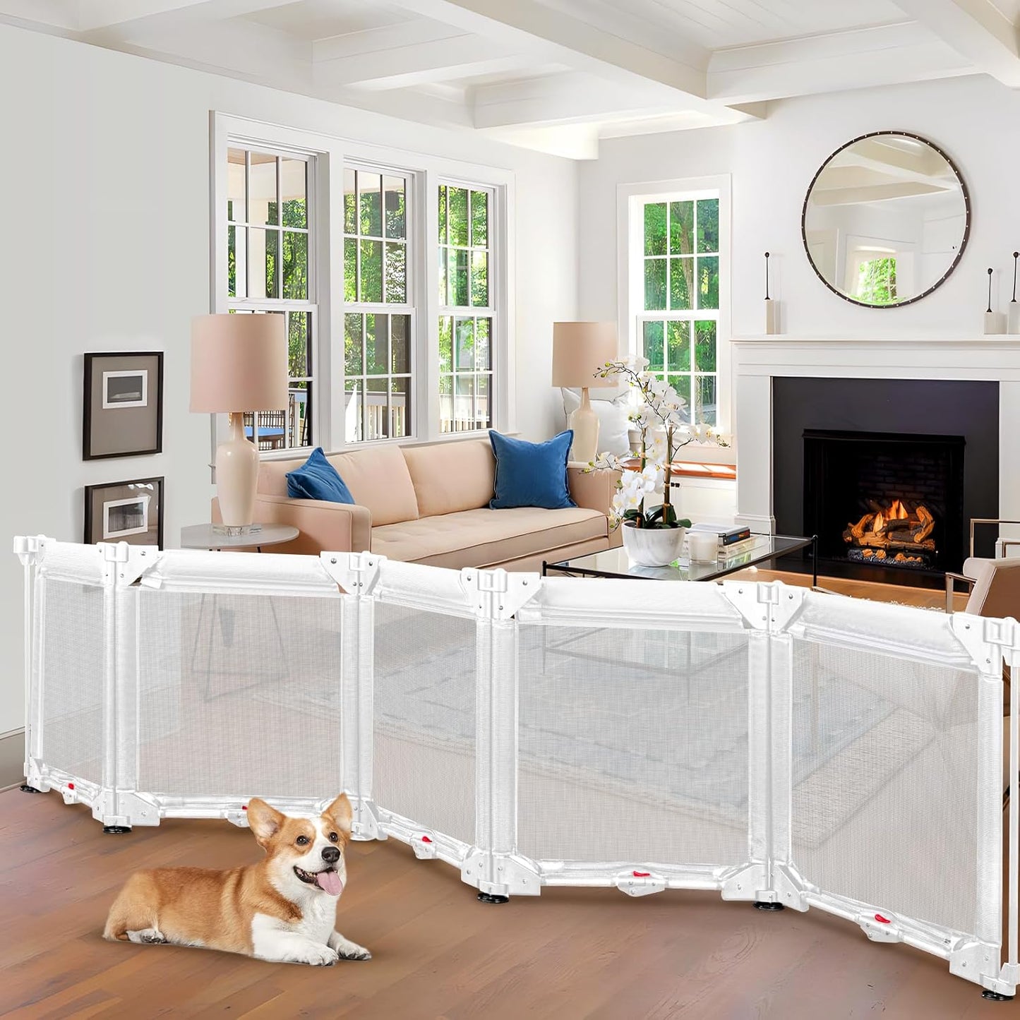 100 Inch Extra Large Free Standing Dog Gate for Easy Use