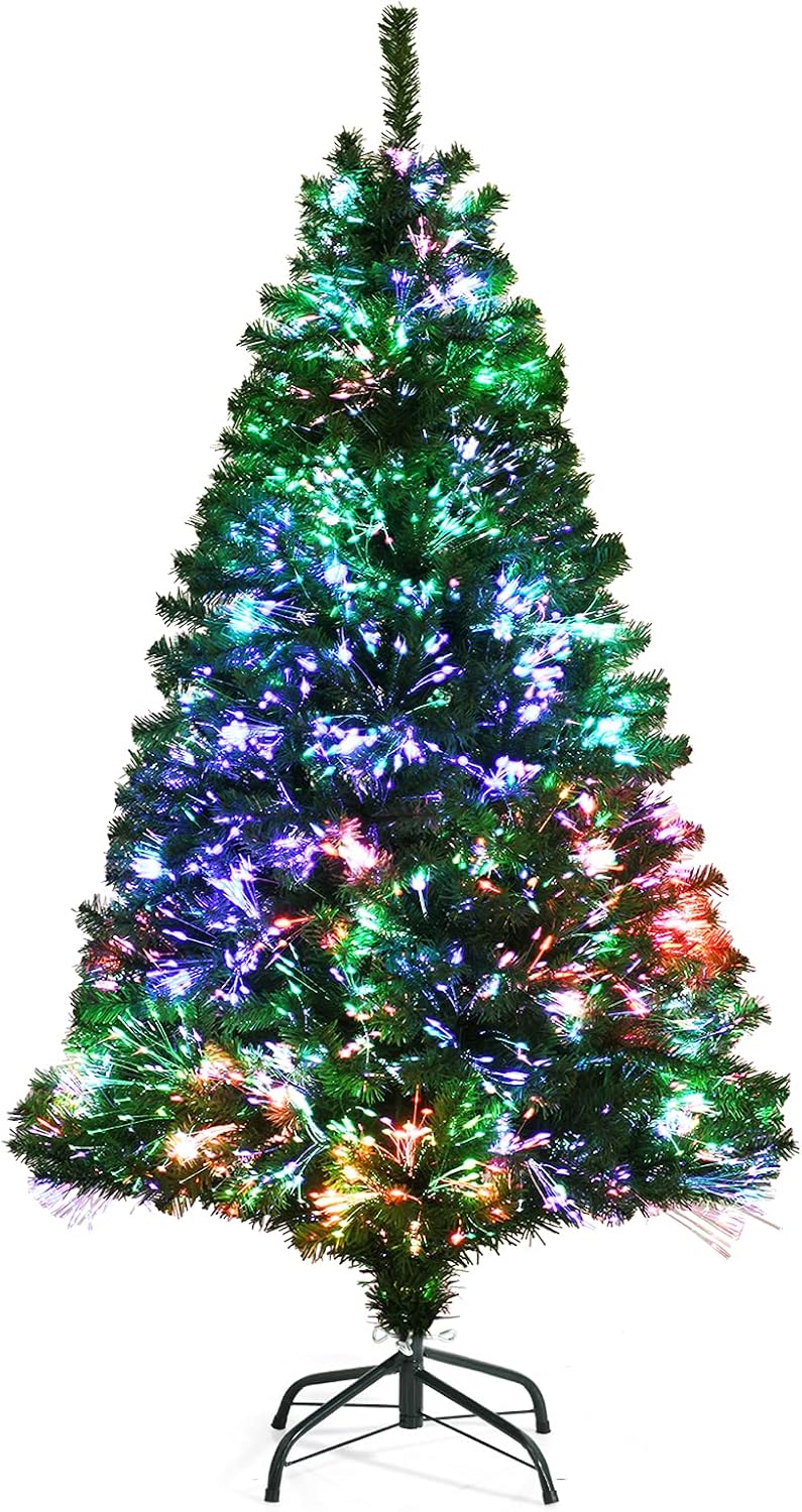 Goplus 5ft Fiber Optic Christmas Tree for Holiday Cheer