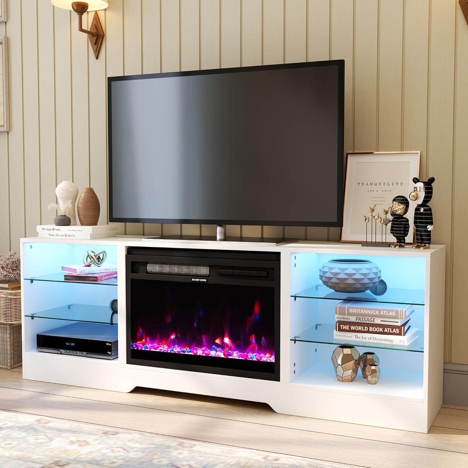 Stylish 23 Electric Fireplace TV Stand for TVs up to 75 - White