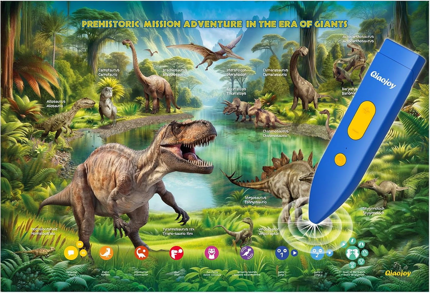 Interactive Dinosaur Toys Learning Poster for Kids Ages 3-12