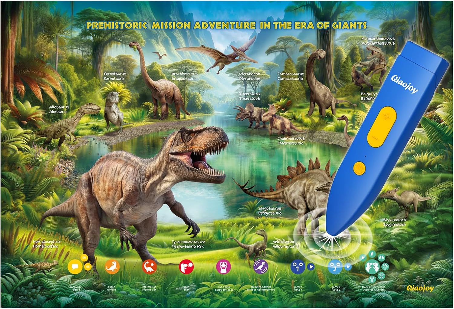 Interactive Dinosaur Toys Learning Poster for Kids Ages 3-12