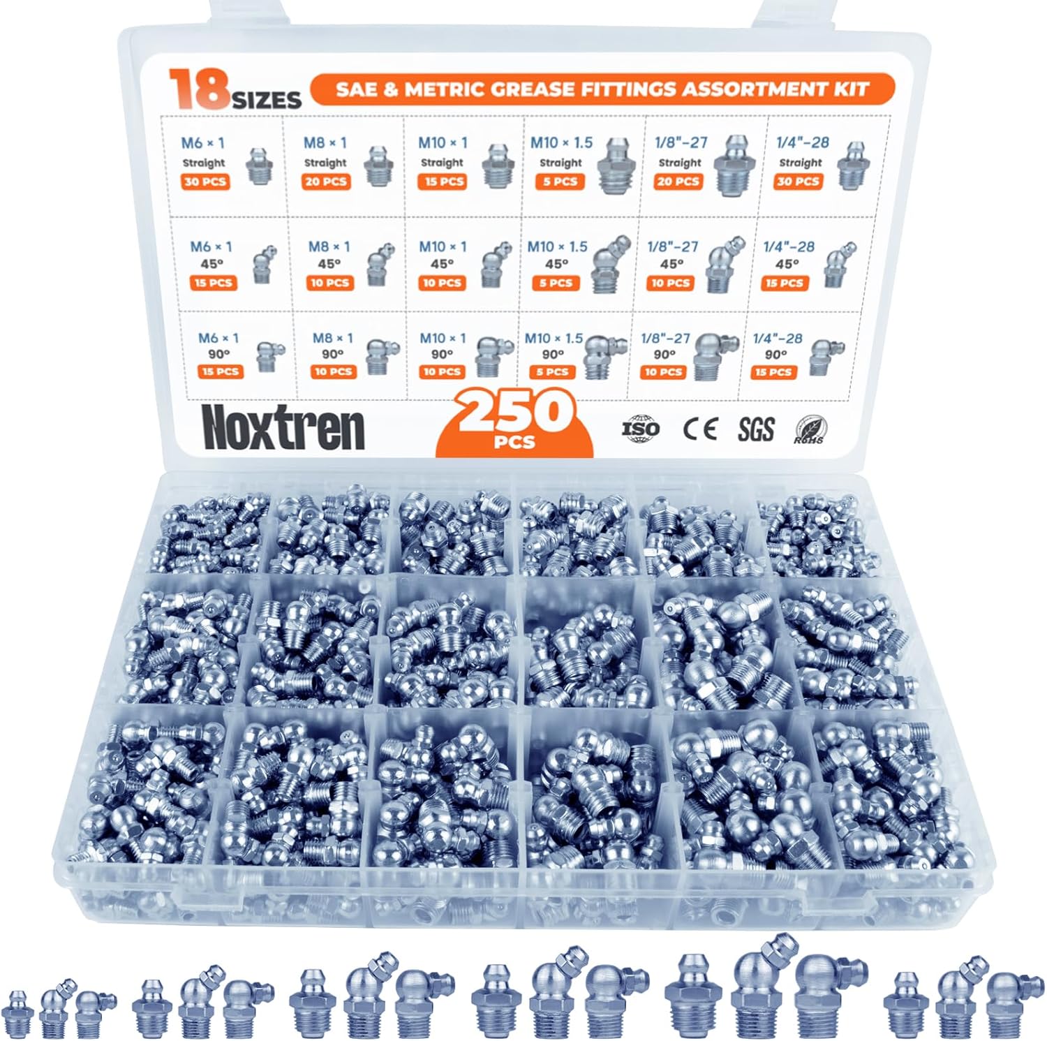 250PCS Grease Fittings Assortment for Efficient Lubrication