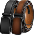 Men's Ratchet Leather Belt 2-Pack - Adjustable Click Fit