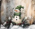 Vintage Christmas Snowman Canvas Art 20x30in - Festive Winter Wall