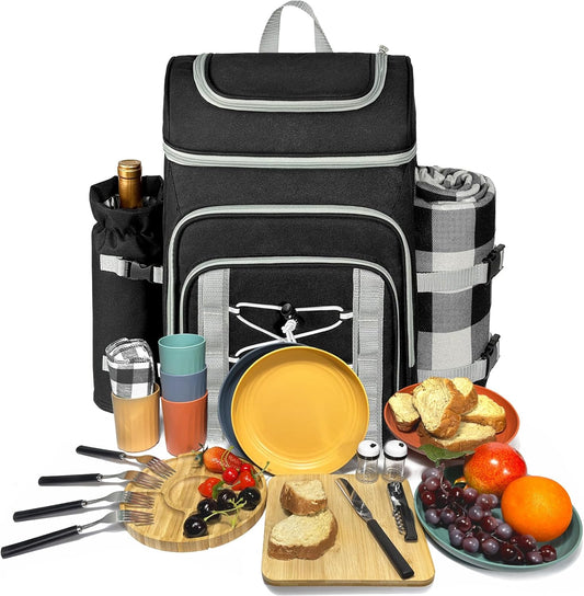 Hap Tim Picnic Basket Backpack for 4 with Insulated Cooler