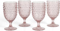 Chauncey Hobnail 4-Pack 14.2 oz Handmade Glass Goblets - Pink