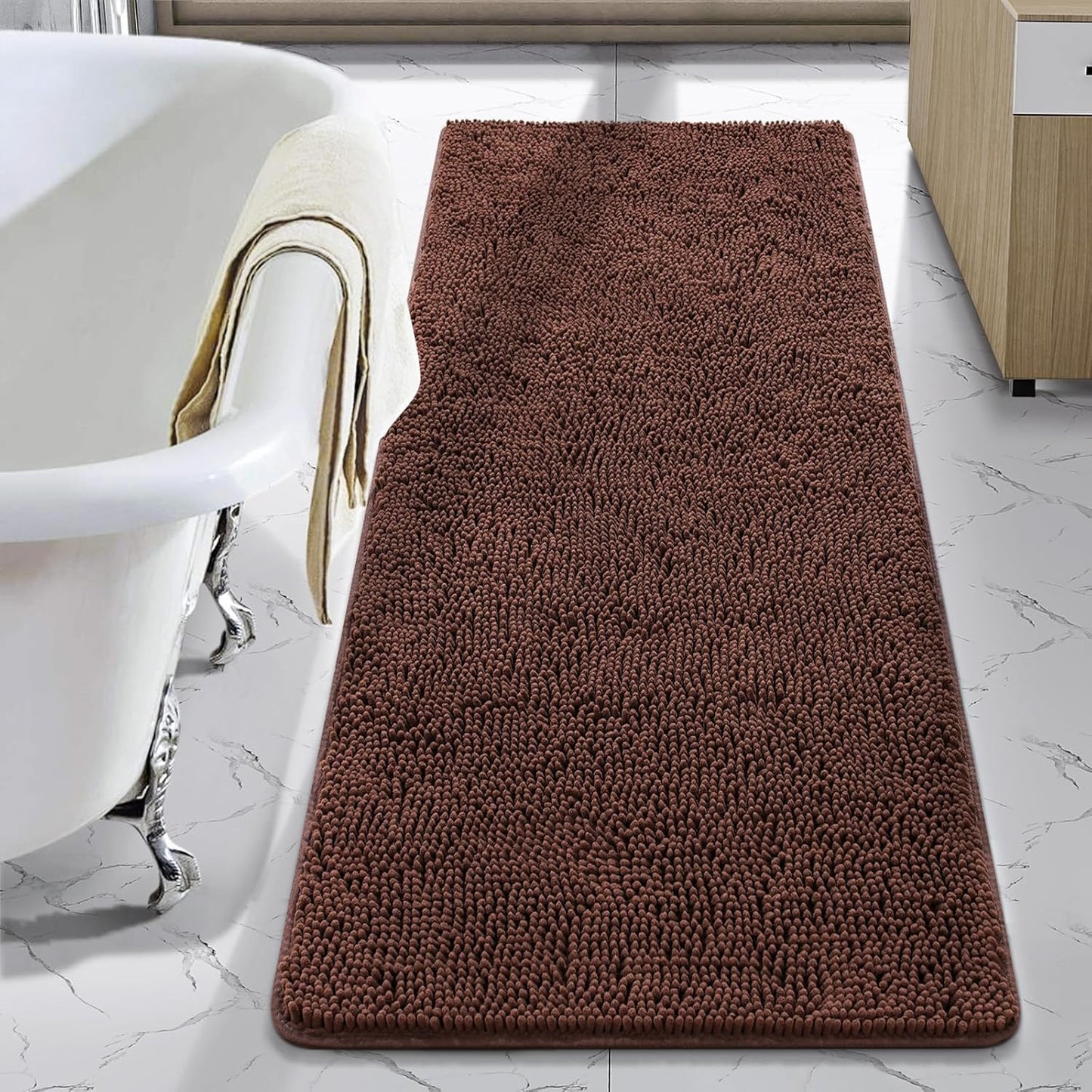 LOCHAS Luxury Bathroom Rug Shaggy Bath Mat 24 x 60 Inch Soft Plush