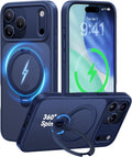 CASEKOO Blue iPhone 17 Pro Case with 360 Spin Magnetic Stand - Slim