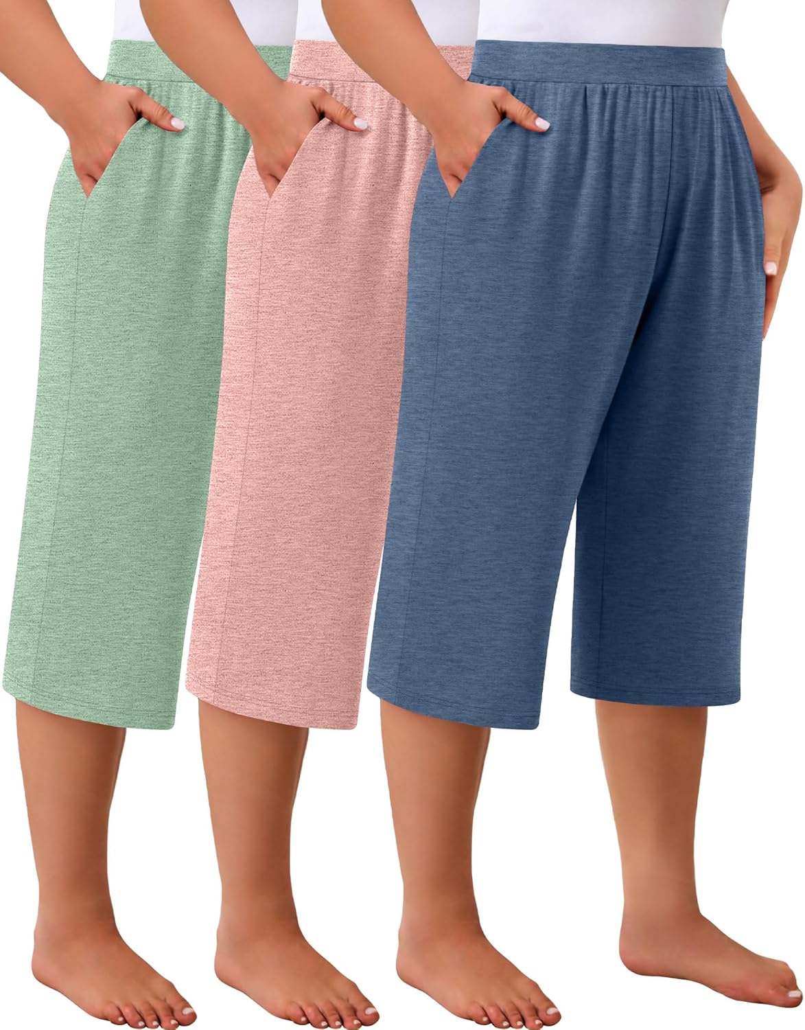 Huukeay Women's Plus Size Capri Pants for Comfort and Style