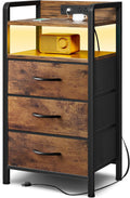 Night Stand Bedside Table Bedroom - Nightstand with Charging Station