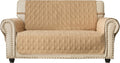 Loveseat Slipcover for Leather 46ft Sand - Water-Resistant Quilted