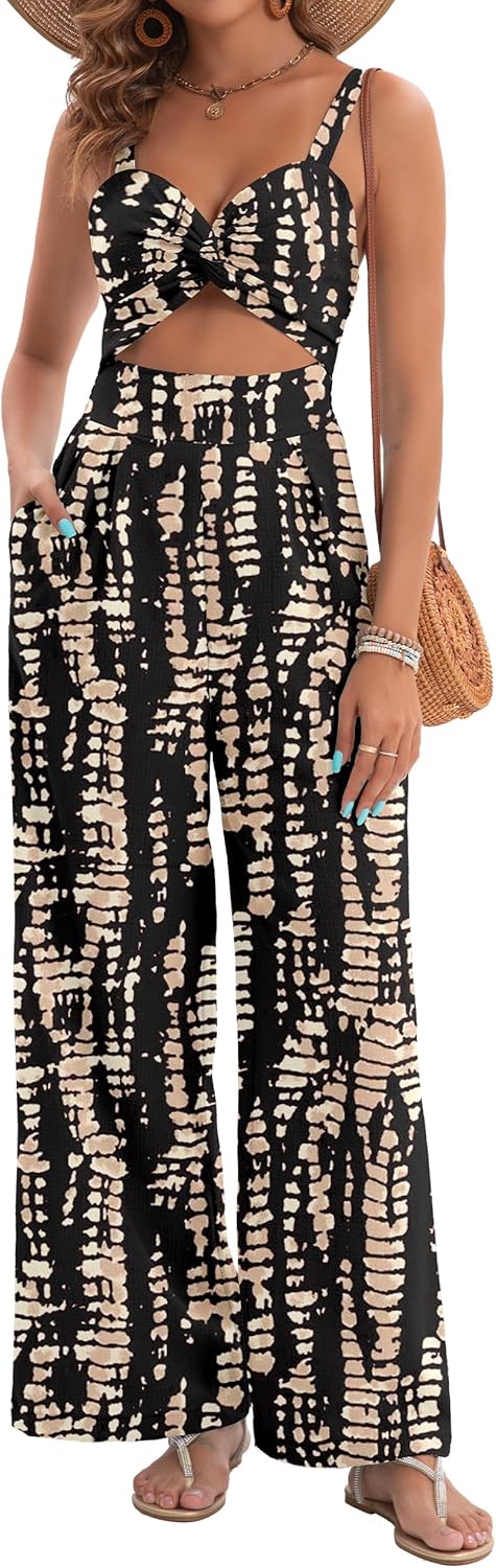 Womens Summer Jumpsuits Dressy Sexy V Neck Twist One Piece