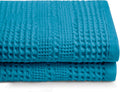 Waffle Bath Towels Large Set of 2 - Quick Dry, Absorbent Aqua