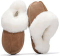 Project Cloud 100% Genuine Leather Slippers for Women - Cozy Fur-Lined