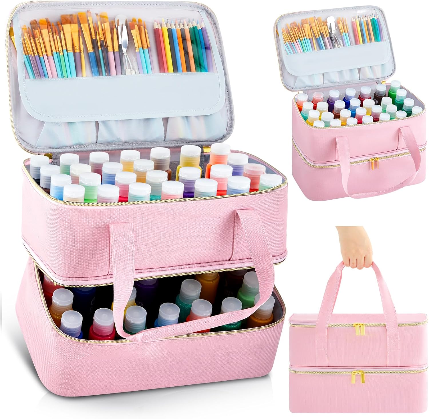 Acrylic Paint Organizer Case for 56 Bottles - Perfect Storage