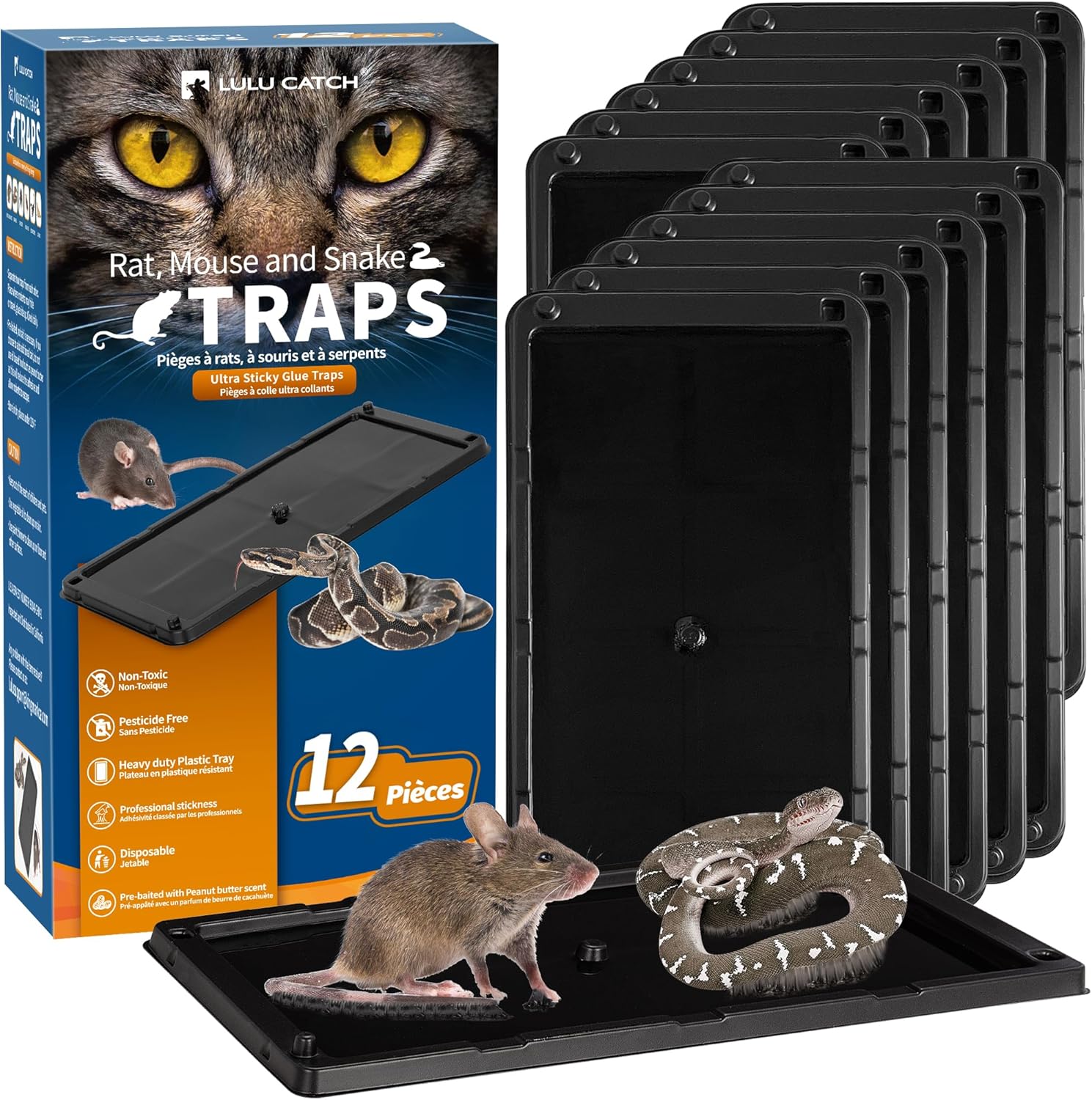 12 Pack LULUCATCH Sticky Mouse Traps - Heavy Duty & Pet Safe