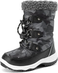 Boys Snow Boots Camouflage Slip Resistant Faux Fur Lined Winter Shoes