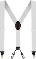 Moulen Men's Y-Back 1.4 in Wide 4-Clips Adjustable Suspenders - Strong