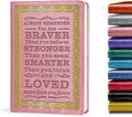 Pink A5 Lined Leather Journal Notebook - Inspirational Gift for Daily