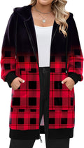 Plus Size Zip Up Hoodies Long Fleece Tunic Sweatshirt - Cozy Length as