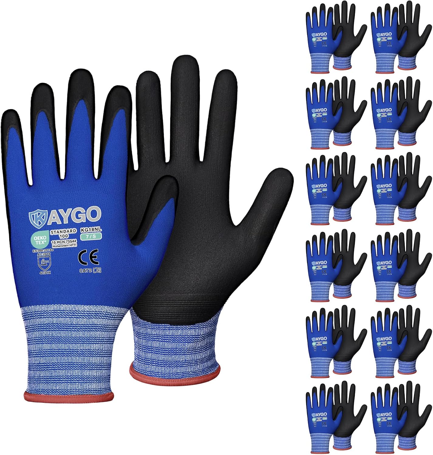 KAYGO Safety Work Gloves with MicroFoam Nitrile Coating for Grip